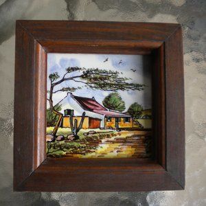 Vintage Hand Painted Delft Holland Landscape Wall Hanging